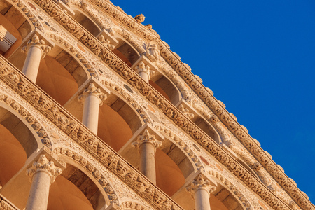 Cathedral in sunny day Pisa, Italy. Part of building, facade stylesの写真素材