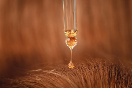 Oil hair treatment for woman. Concept hairdresser spa salon.の写真素材