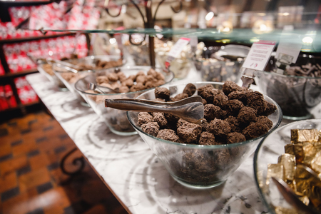 Belgium traditional chocolate brussels shop bakery candy.の写真素材