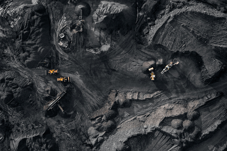Open pit mine, extractive industry for coal, top view aerial drone.の写真素材