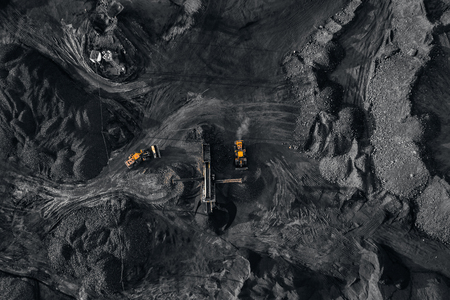 Open pit mine, extractive industry for coal, top view aerial drone.の写真素材