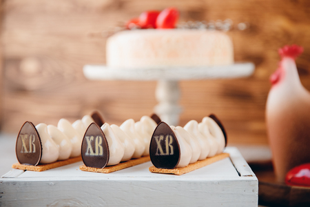Traditional Easter cake kulich With Russian Text Christ is Risen.の写真素材