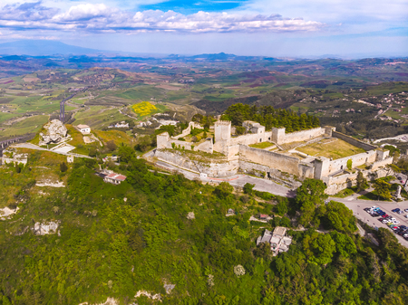 Lombardy Castle in Enna Sicily, Italy. Aerial photo.の写真素材