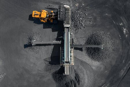 Open pit mine, extractive industry for coal, top view aerial droneの写真素材