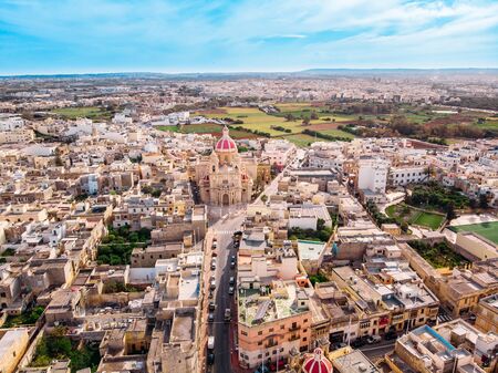 Zabbar church parish dome Malta, aerial top viewの写真素材