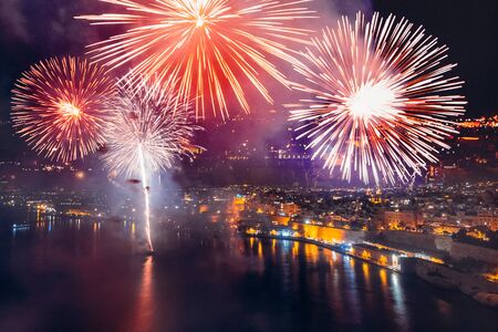 Festival of fireworks in Valletta, Malta. Travel conceptの写真素材