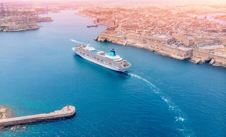 Cruise ship liner port of Valletta, Malta. Aerial view photoの写真素材