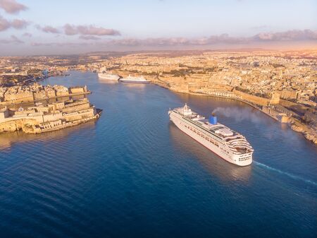 Cruise ship liner port of Valletta, Malta. Aerial view photo.の写真素材