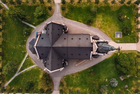 Lulea, Sweden - July 05, 2019: Panorama city, Cathedral sunny day, blue skyのeditorial素材