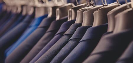Shop jacket men series, business hanger clothing.の写真素材