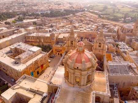 Old castle Mdina cathedral city, Malta. Aerial top viewの写真素材