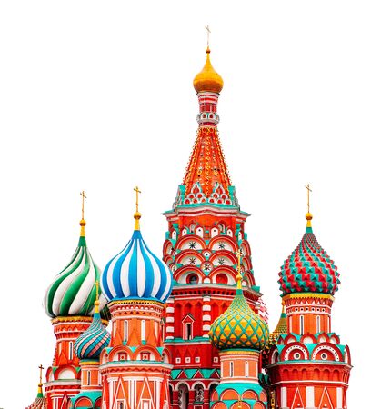 Saint Basil Cathedral in Moscow on white isolated backgroundの写真素材
