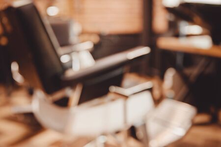 Barbershop, blurred background hairdresser and hair salon for men.の写真素材
