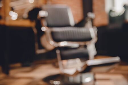 Barbershop, blurred background hairdresser and hair salon for men.の写真素材