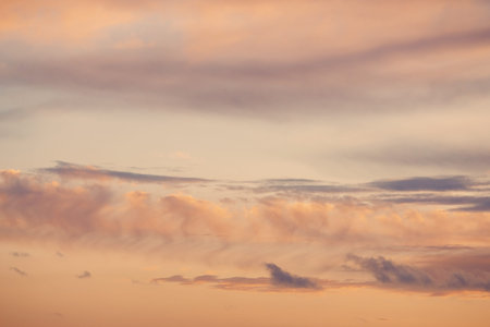 Beautiful sunset background blue sky with clouds, natural texture, sunny day.