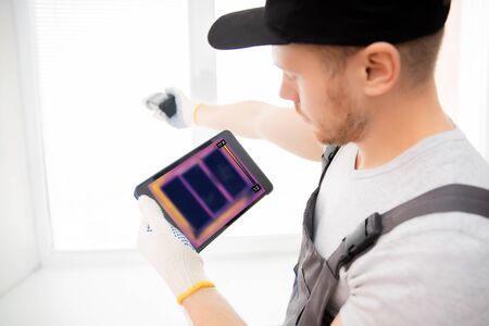 Master test upvc window thermal image of heat leak throughの写真素材