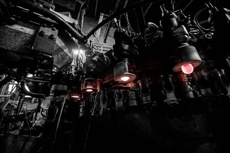 Automated workshop conveyor for production of glass lamps bulbs factory.の写真素材