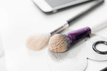 Background make-up soft brushes for artist, light color.