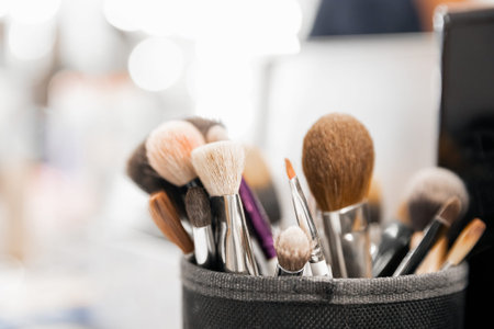 Background make-up soft brushes for artist, light color.