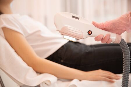 Laser removal Hair young woman. Health and beauty conceptの写真素材