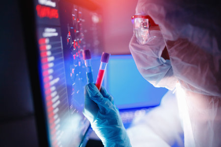 Analysis number of infected people in China and world from virus, doctor in protective chemical suit...