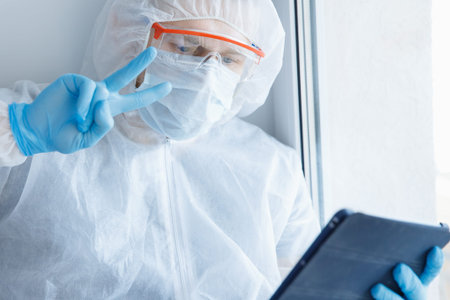 Online communication web chat phone and Internet in context of coronavirus pandemic and self...