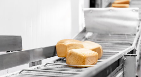 Automated production line bakery Fresh hot baked breads