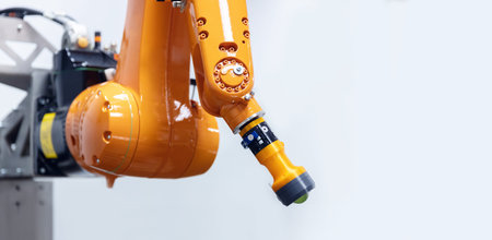 Automatic manipulator arm robot for programming. Modern industrial technology mechanical hand
