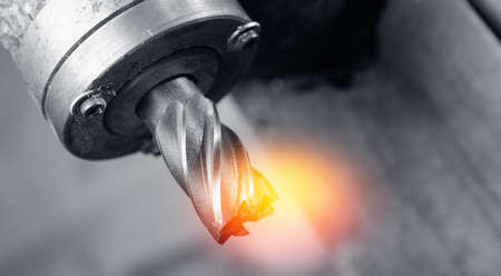 Closeup cnc mill industrial metalworking cutting drillの写真素材