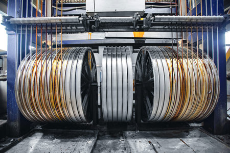 Copper wire is covered with protective layer of varnish, cable sheathing, production of bronze steel...