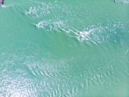 Blue Katun river lake Aya Altai mountains republic Russia, aerial top view