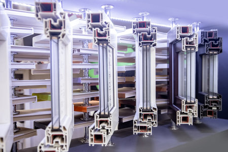 Device differences cross section of window pvc profiles for window, triple glazing cross selection