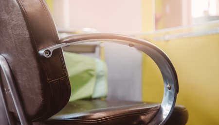 Barbershop armchair hairdresser and hair salon, barber shop for men and womanの写真素材