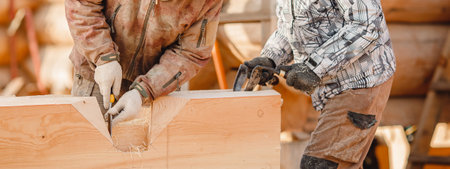 Construction frame building site of house made of woodの写真素材