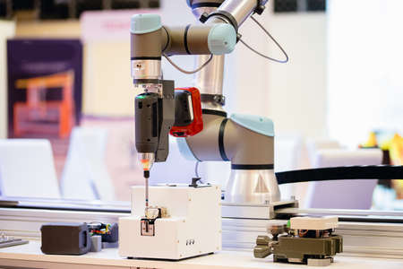 Automatic machine robot arm tool in manufacture factory. Concept smart Industrial 4.0 technologyの写真素材