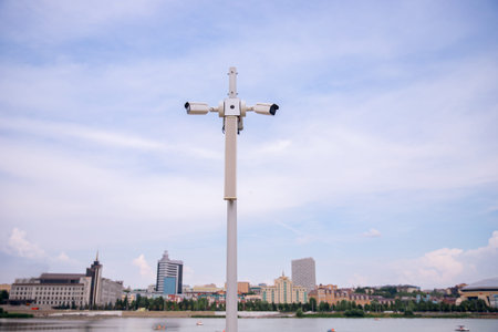 Outdoor CCTV on city Kazan Tatarstan Russiaの写真素材