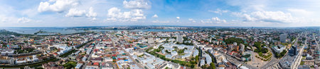 Panoramic aerial top view of Kazan republic of Tatarstan Russiaの写真素材
