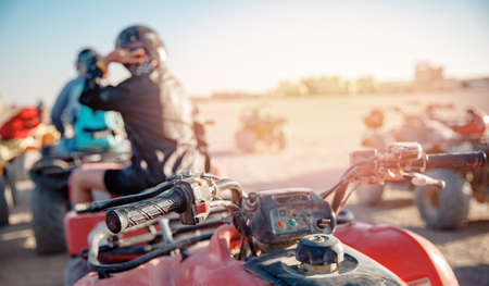 Banner Quad bike ATV safari in desert Sharm Hurghada, Egypt sunlightの写真素材
