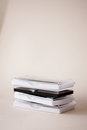 Set box artificial black lashes flat lay, eyelash extension conceptの写真素材
