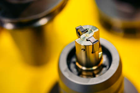 Closeup drill bit for CNC machine cutting sheet metalの写真素材
