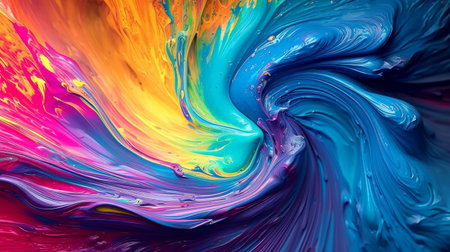 A swirling vortex of colorful paintの素材