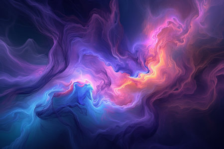 An abstract visualisation of colorful interstellar cloud formations with swirling patterns.の素材