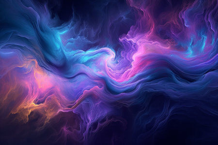 An abstract visualisation of colorful interstellar cloud formations with swirling patterns.の素材
