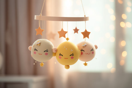 Baby mobile with plush stars and planetsの素材