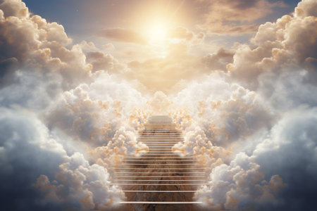 Foto de Stairway leading up to the heavens through the clouds - Imagen libre de derechos