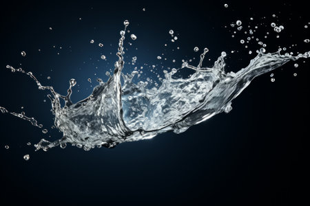 Dynamic splash of clear water captured against a white background.の素材