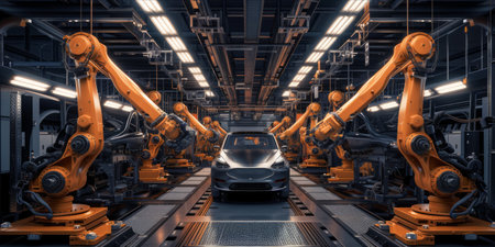 Advanced robotic assembly line for car manufacturingの素材