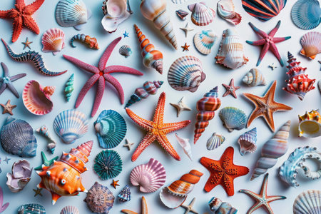 Colorful sea life pattern illustration.の素材