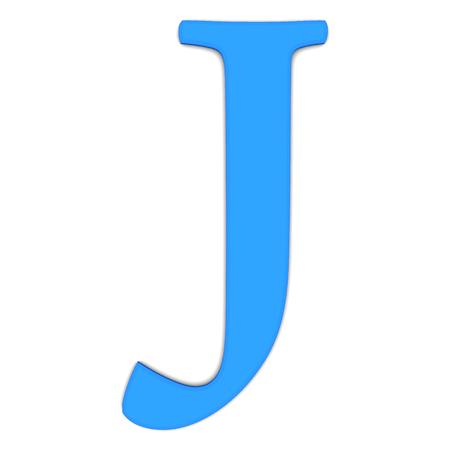 3d rendering of the letter J in blue on a white backgroundの写真素材