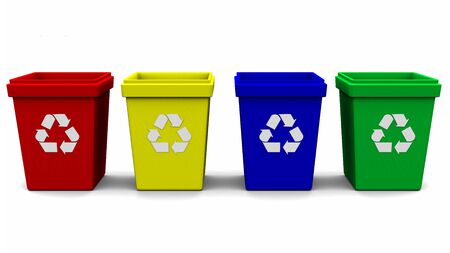 recycle bin logo four color 3d renderingの写真素材
